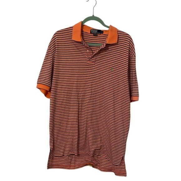 Polo by Ralph Lauren Orange Striped Polo Shirt Men’s Large Cotton EUC - Picture 1 of 8